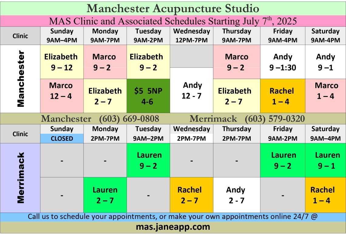 Clinic Schedule Starting July 7 2025